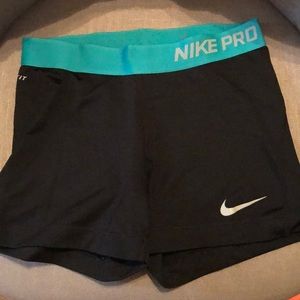 Nike pro shorts - black with teal band